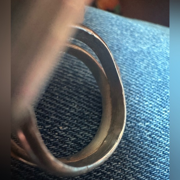 Vintage, likely Old Pawn, Sterling Silver Turquoise and Coral Ring size 10 - Picture 7 of 8